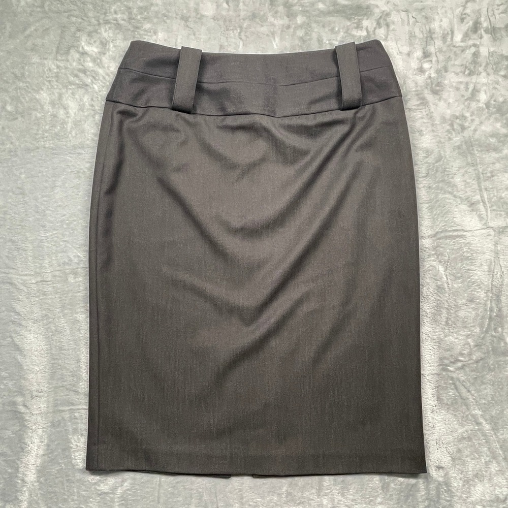 Sharagano Pencil Skirt Womens 8 Gray Wide Belt Loop Side Zip Knee Length Office